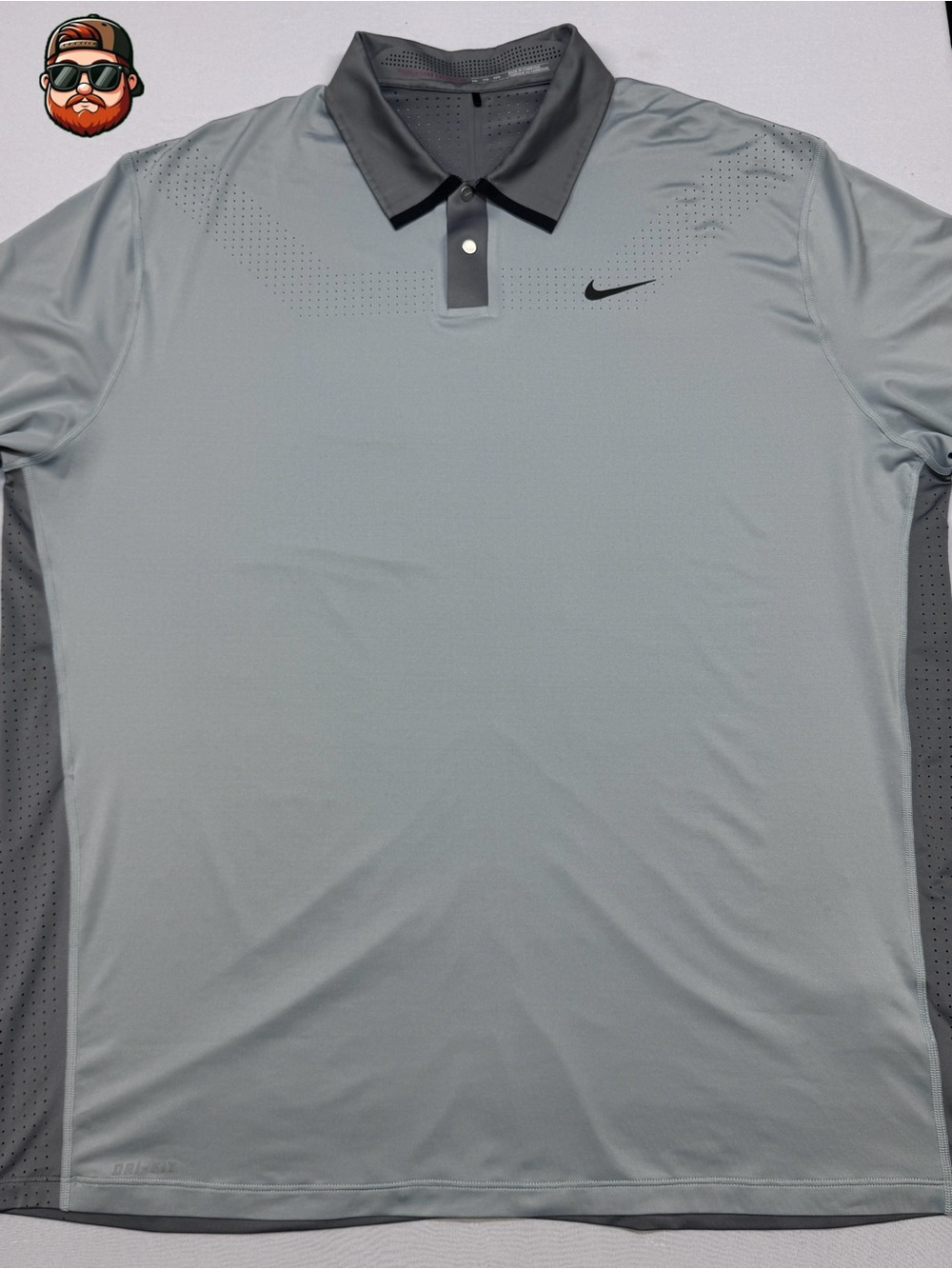 Nike Tiger Woods Grey XXL Golf Polo Short Sleeve Shirt Dri Fit